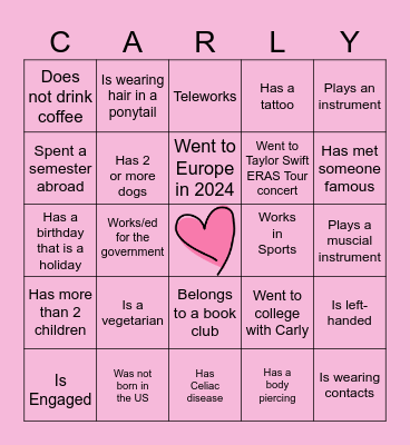 Bridal Shower Guest BINGO Card