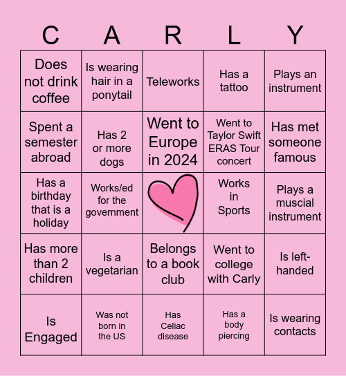 Bridal Shower Guest BINGO Card