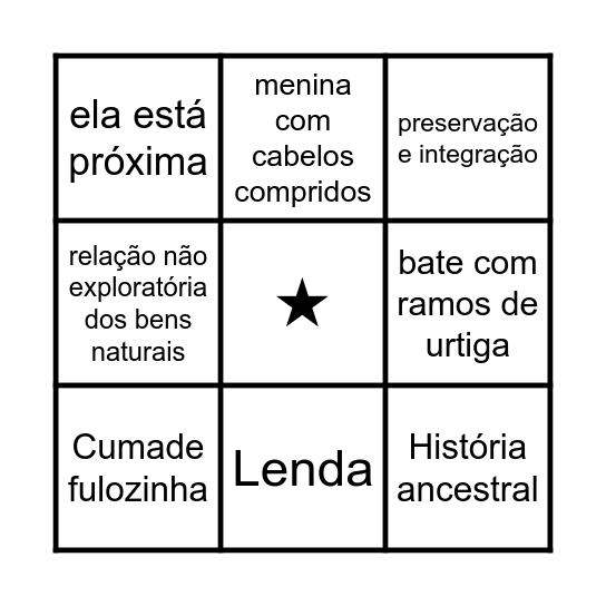 Bingo Memória Ancestral Bingo Card