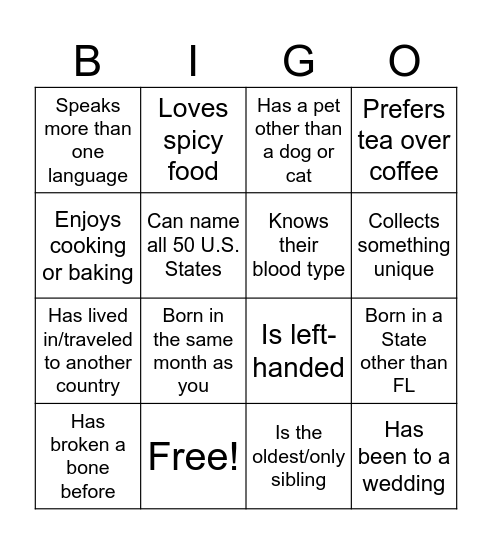 BIGO Bingo Card