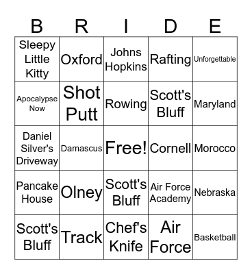 Alex and Kara Bingo Card