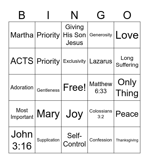 Recap Bingo Card