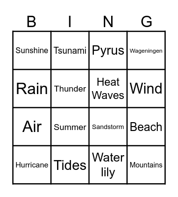 Pyrus Bingo Card