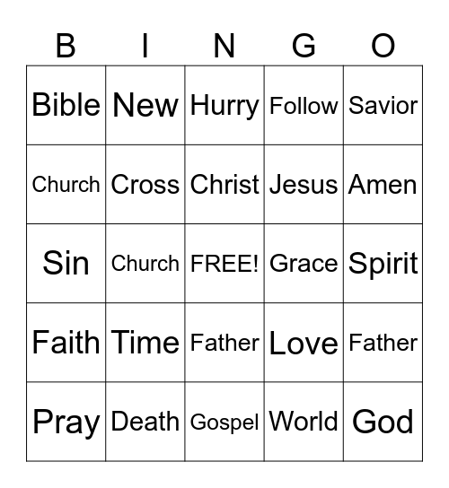Sermon Bingo.  (To be done only during the sermon) Bingo Card