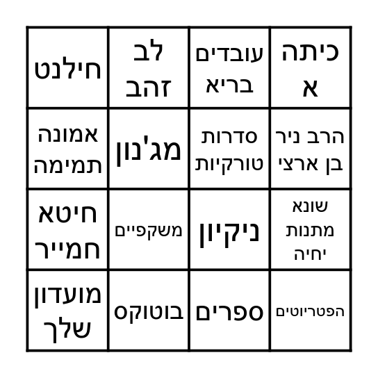 יום הולדת לאמא Bingo Card