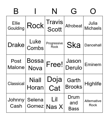 Genre Bingo Card
