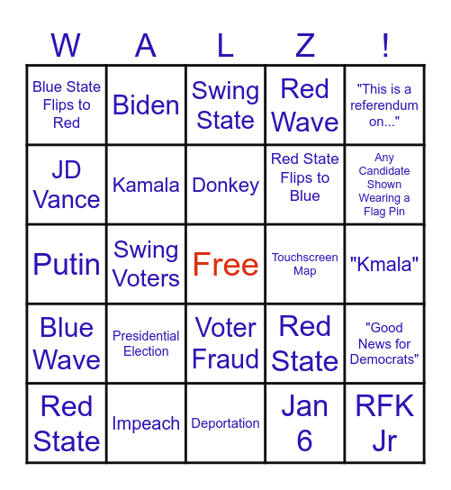 Election Night 2024 Bingo Card