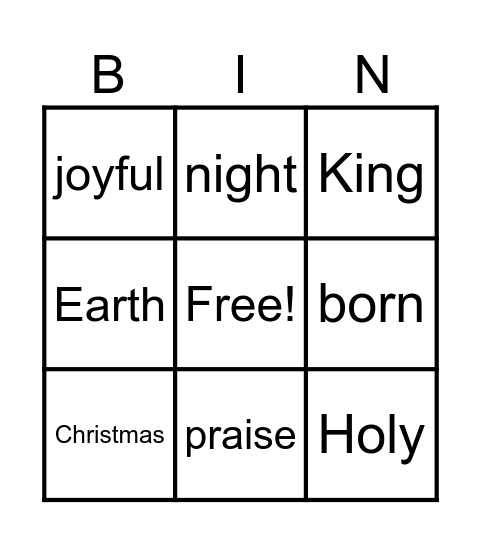 Joyful Noise Bingo Card