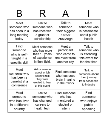 Neurocenter Finland annual event Bingo Card