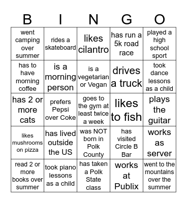 Bingo for SLS 1122 Bingo Card