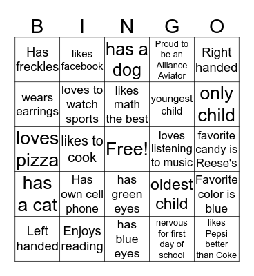 Getting to Know You Bingo Card