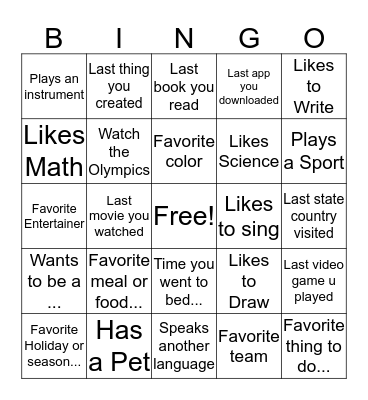 Me Too... Bingo Card