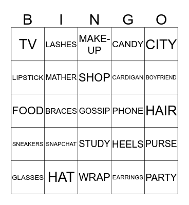 GIRLY BINGO Card