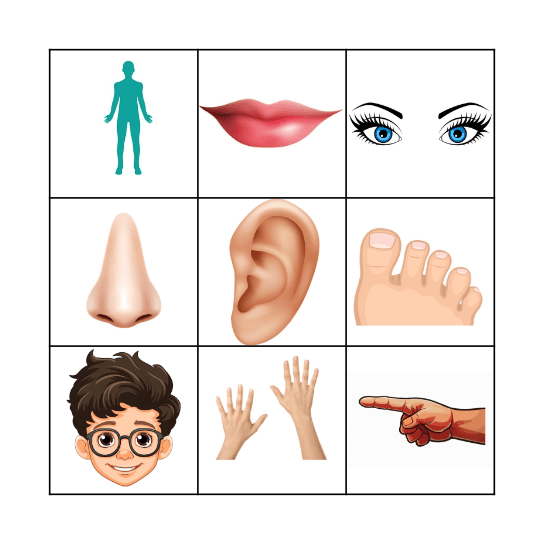 Body Parts Bingo Card