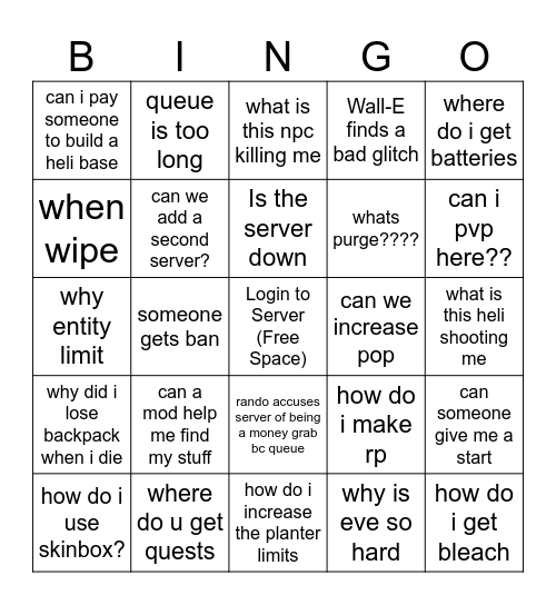 Hex Rust Bingo Card