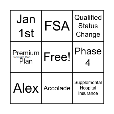 Open Enrollment Bingo Card