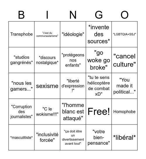 G@mer Apolitique bingo Card