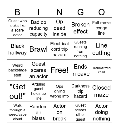 Haunt Bingo Card