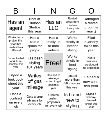 STYLIST BINGO Card