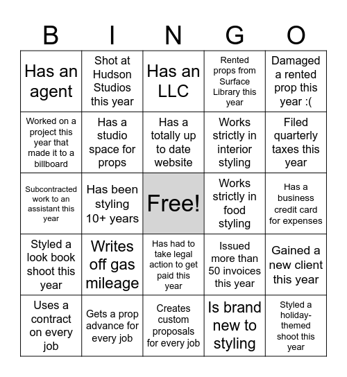 STYLIST BINGO Card