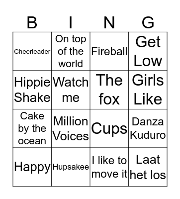 Muziek Bingo Card