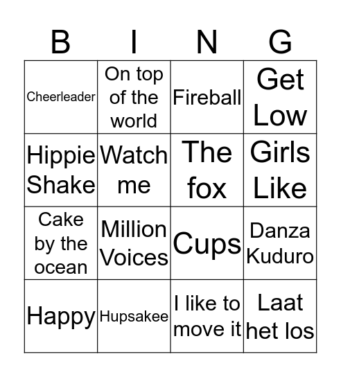 Muziek Bingo Card