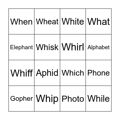 WH PH Bingo Card