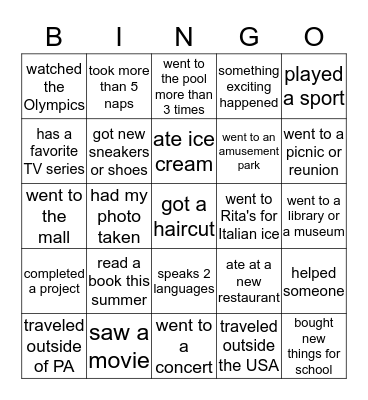 Who are we? Bingo Card