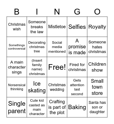 Hallmark Bingo Card