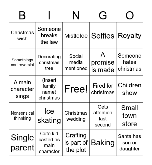 Hallmark Bingo Card