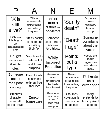 Finale Bingo Card