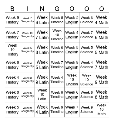 Week 4-10 CC Review Bingo Card