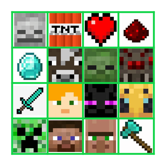 MINECRAFT BINGO Card