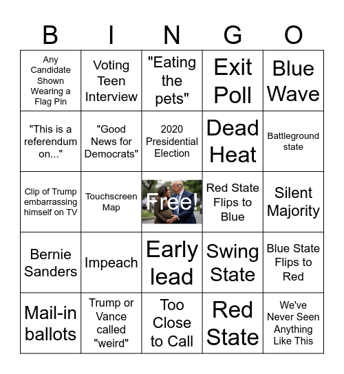 Election Night Bingo Card