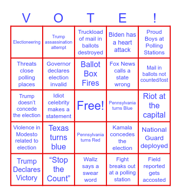 Election Night Bingo Card