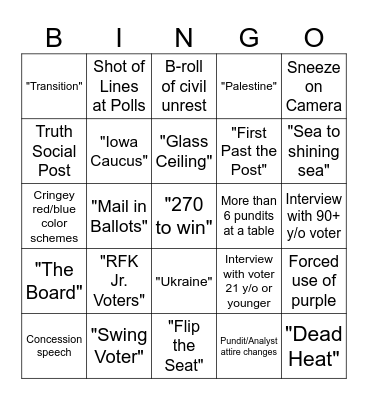 Election Night TV Bingo Card