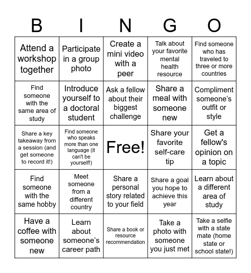 MFP Networking Bingo Card