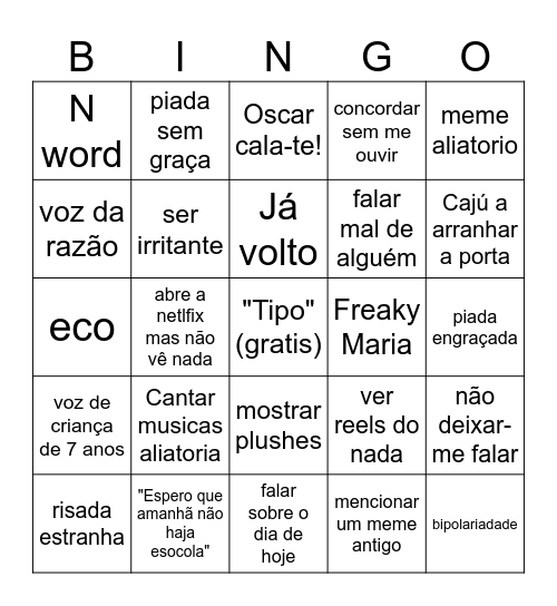 Bingo da Maria Bingo Card