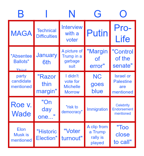 Election Bingo Card