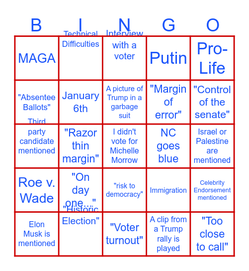 Election Bingo Card