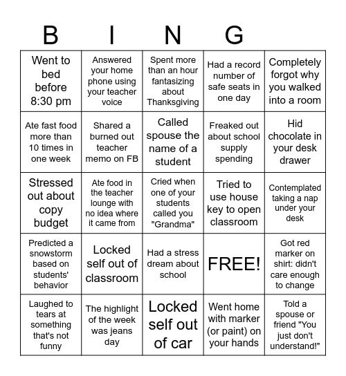 DEVOLSON BINGO Card