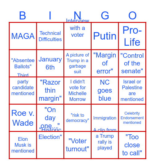 Election Bingo Card