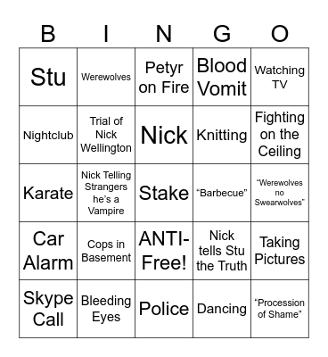 What We Do in the Shadows - Round 2 Bingo Card