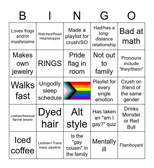 LGBTQ+ Bingo Card