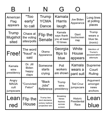 Election Night 2024 Bingo Card