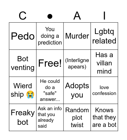 C.ai bingo Card