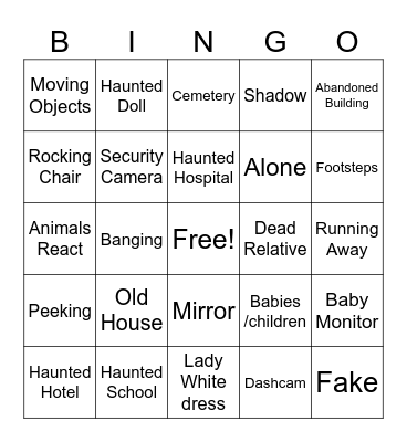 Scary Vid Bingo! Bingo Card