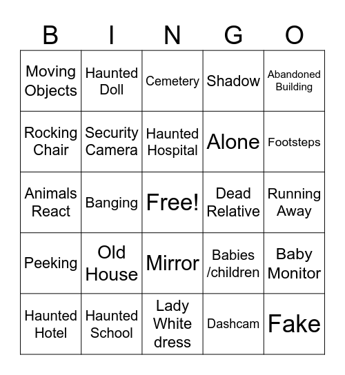 Scary Vid Bingo! Bingo Card