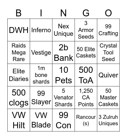 Nomadless Solo bingo Card