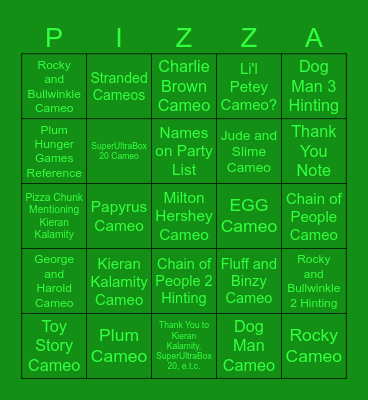 PIZZA PARTY PREDICTIONS Bingo Card